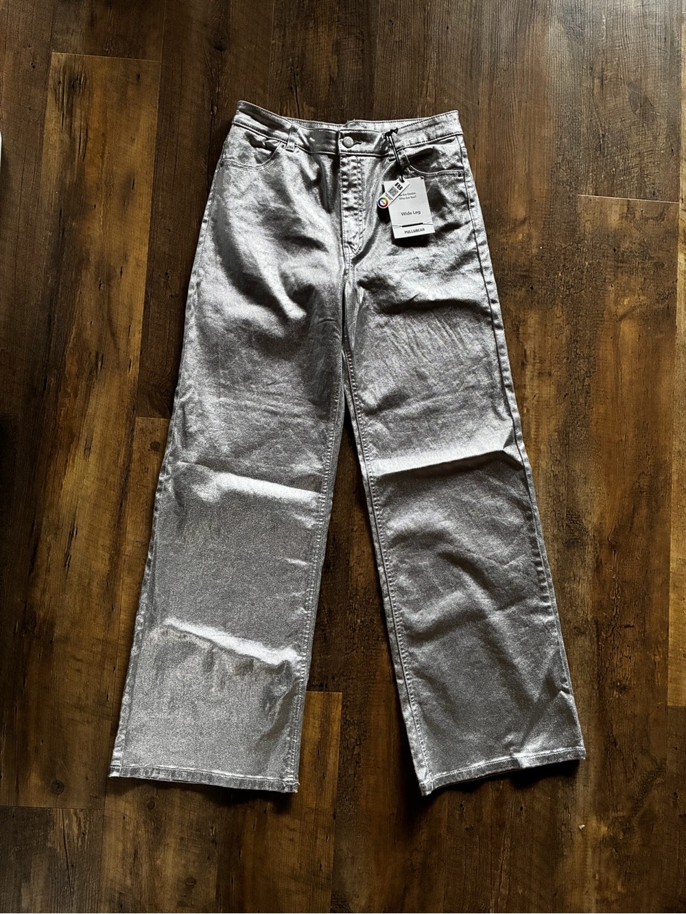 Pull&Bear Silver Wide-Leg Jeans